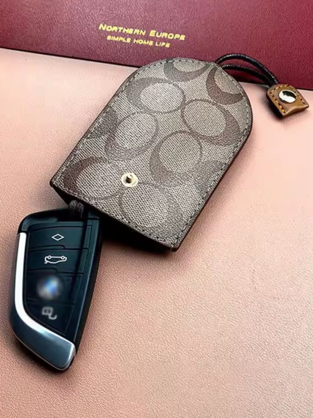 Kohl's Brown Signature Pattern Key Fob Pouch